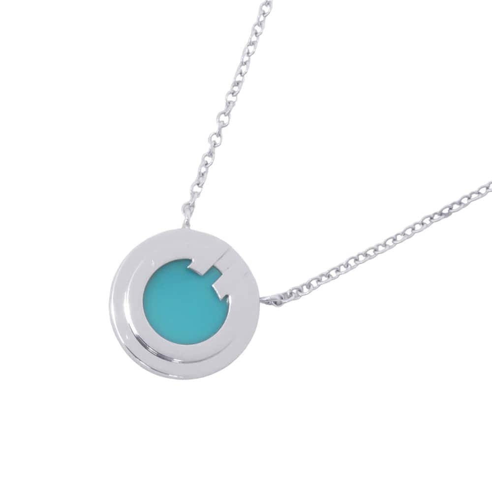 Tiffany Necklace T-Two Circle Turquoise White Gold
